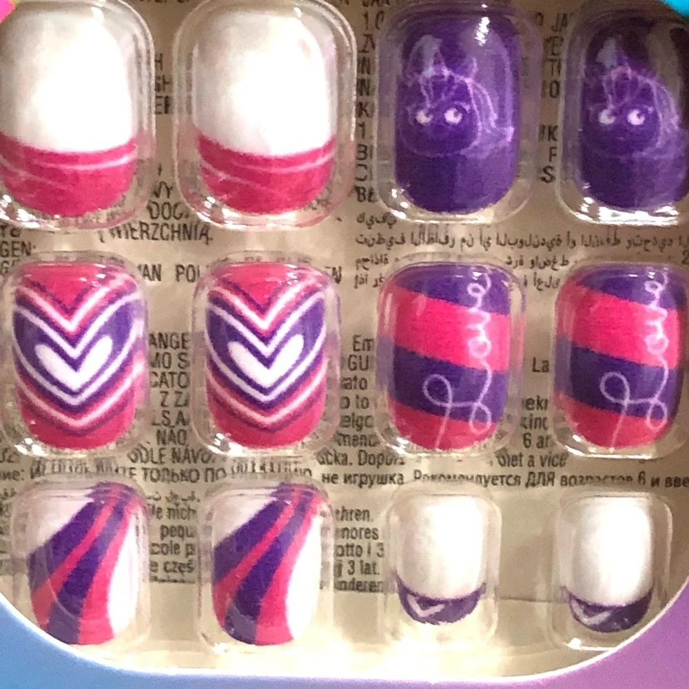 2pack Rainbow dreams little girl press on nail extensions new